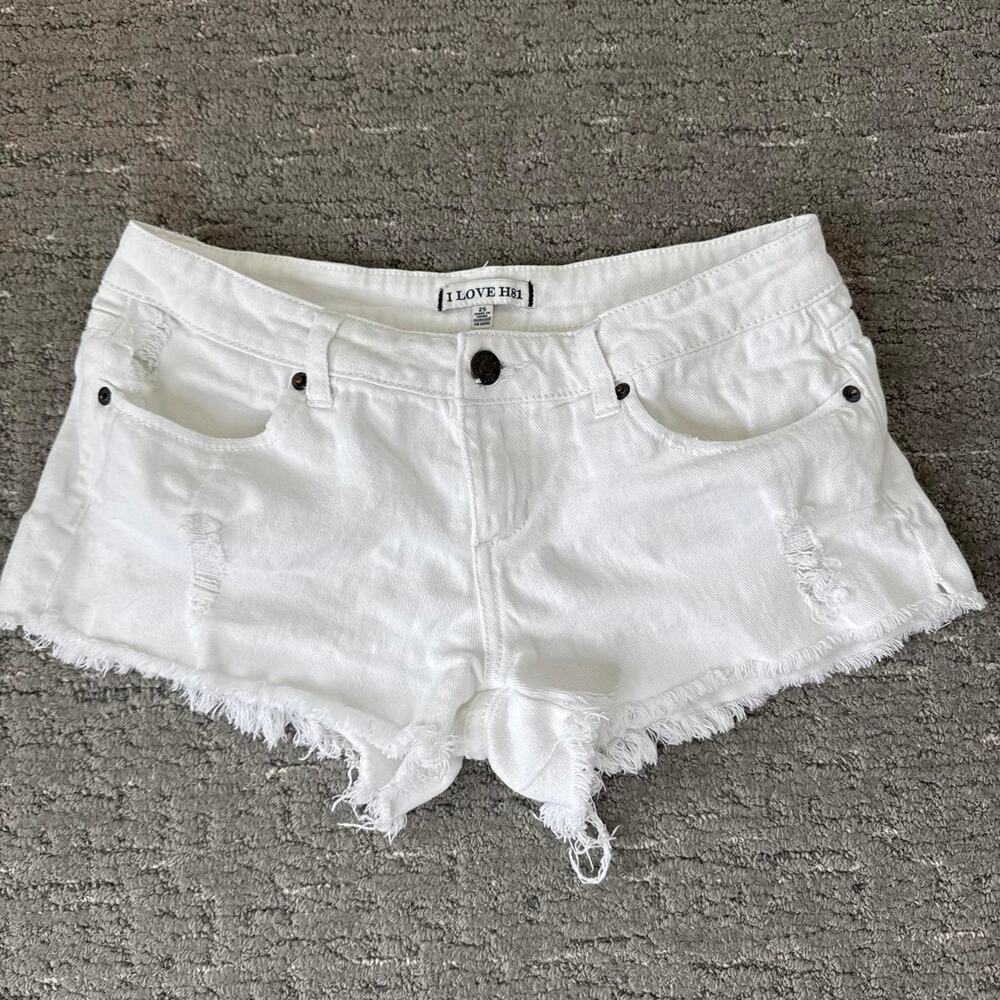 The cutest vintage y2k white ultra- low rise mini shorts - Picture 3 of 6